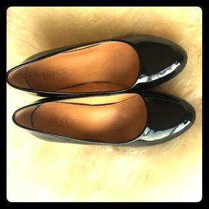 J. Crew Factory black patent wedges.